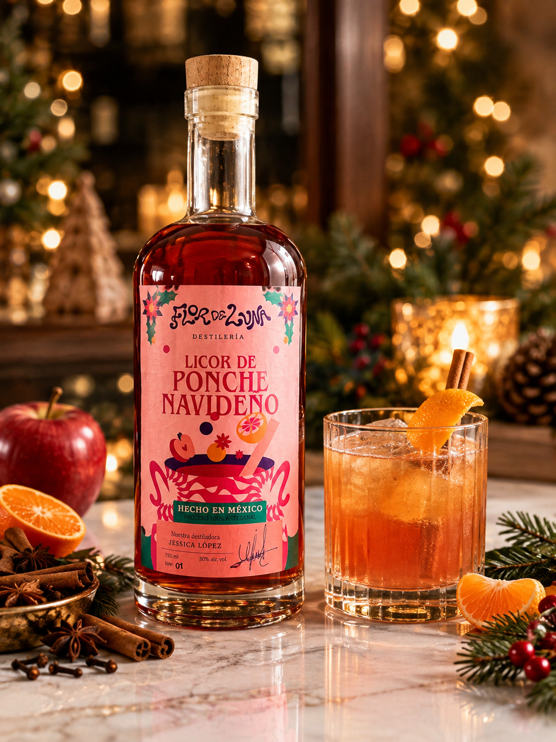 LICOR DE PONCHE NAVIDEÑO  FLOR DE LUNA   750 ML™