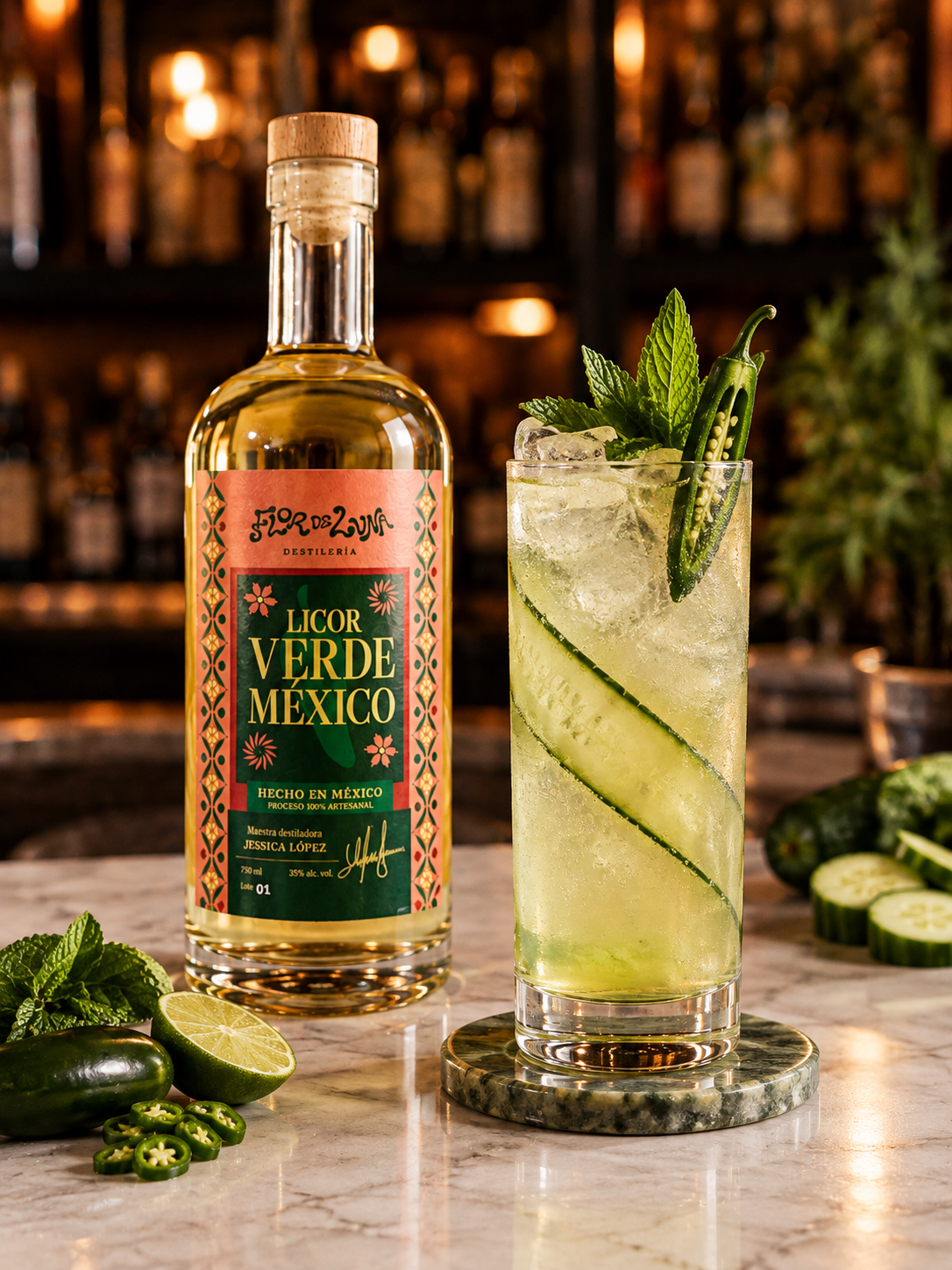 LICOR VERDE MEXICO FLOR DE LUNA   750 ML